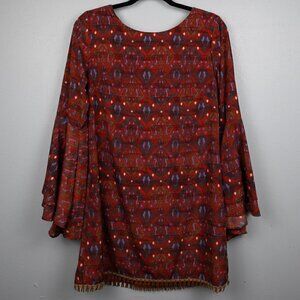 Basically Me red abstract print shift dress-S